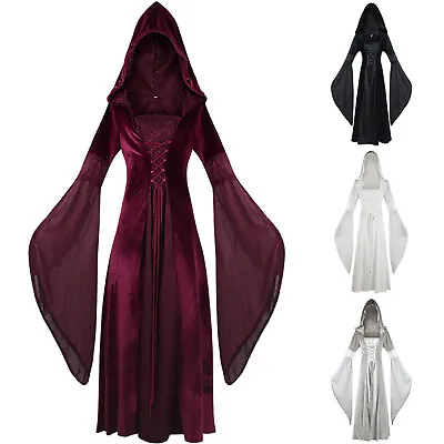 Medieval Hooded Long Dress For Women Retro Dress Tunic Dress Cosplay Clothes • $51.29