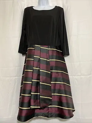 R&k Black Purple Gold Men’s Tie Stripes Unique Long Sleeve Dress Size 14 • $24