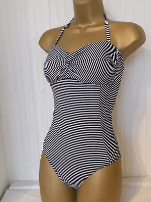 Black / White Atmosphere Halter Neck Strapless Swimsuit Size 12 Control Swimwear • £3.99