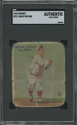 1933 Goudey Hack Wilson 211 Poor Hof Rc Baseball Brooklyn Dodgers • $480