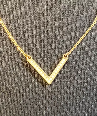 Michael Kors Pave Arrow Pendant Necklace Gold Tone Adjustable 16  To 18  • $16