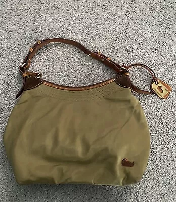 Dooney & Bourke Nylon Erica Hobo Shoulder Bag W/Adjustable Leather Strap - Khaki • $39.99