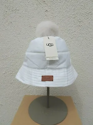 Ugg White All Weather Sheepskin Pom Bucket Hat  Women L/xl ~nwt • $44.95