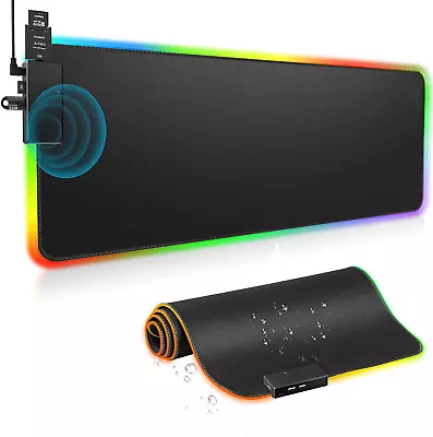 LED Gaming Mouse Pad Large RGB Extended Mousepad With Speaker And 3 USB Ports  • $36.42