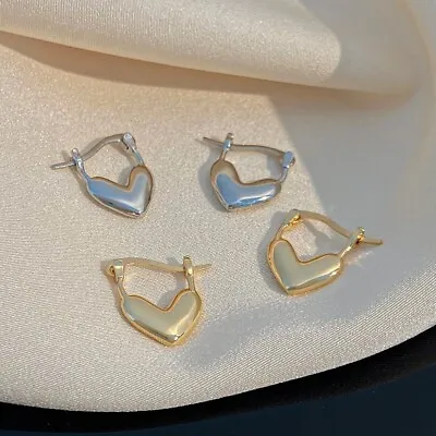 Beautiful Heart Hoop Drop Earrings 925 Sterling Silver Women Girls Jewellery UK • £3.99