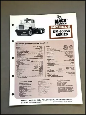 1978 1979 Mack Truck Model DM-600SX Series Sales Specification Brochure Folder • $12.76