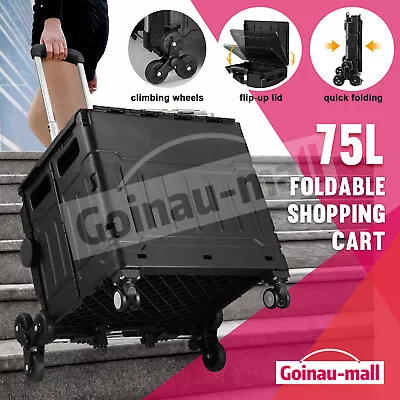 Folding Grocery Basket Shopping Cart Trolley Rolling Crate Portable Luggage Cart • $65.39
