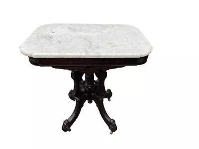 Victorian Gothic Marble Top Parlor Table • $524.99