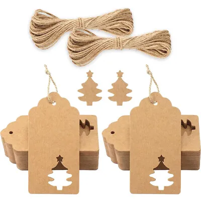 £2.61 • Buy 50 Kraft Paper Gift Tags Label Card Brown With String For Wedding Birthday Party