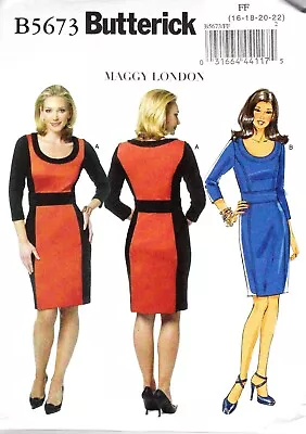 RARE/BUTTERICK B5673 Misses Maggy London Petite Dress/SEWING PATTERN/16-22/UNCUT • $9.50