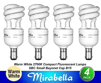 4 X 8W B15 Compact Fluorescent Lamps Globes Bulbs 2700K Warm White CFL SBC • $27.29