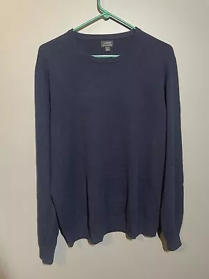 J Crew 100% Cashmere Crewneck Sweater Pullover Men’s Large Dark Blue EUC CLEAN • $32