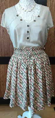 Cute Smocked Waist Skirt With Zebras And Earth-toned Pattern. Size M/L • $22