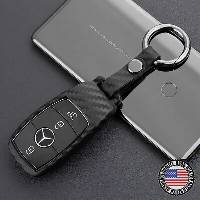 Carbon Fiber Style For New Mercedes Remote Key Fob Case Shell Keychain Protect • $14.99