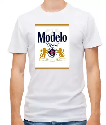 Modelo Especial Mexican Lager Beer Short Sleeve  White T Shirt Men F404 • £10.51