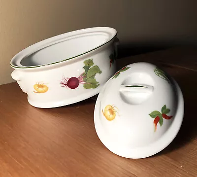 Andrea By Sadek Oval Lidded Casserole Porcelain Vegetable Garden Dish Bakeware • $40