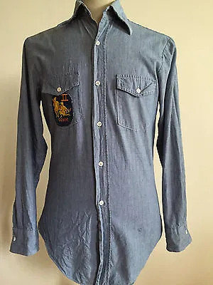 VINTAGE CHAMBRAY SHIRT MEN SMALL SANFORIZED DENIM 1960’s • $108.75