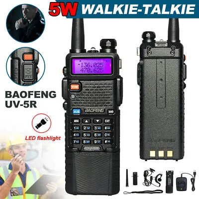 £29.99 • Buy Baofeng UV-5R LCD Walkie Talkie Dual Band UHF VHF Ham Two Way Radio Black UK