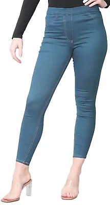 Ex M&S 28  Leg Ladies  Pull On Blue Jean Denim Jegging Back Pockets Regular • £9.56