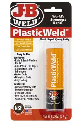 J-B WELD PLASTIC WELD EPOXY PUTTY - 57gm • $25.35