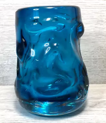 £35 • Buy Whitefriars Kingfisher Blue Knobbly Texture 5 Inch Glass Vase By Geoffrey Baxter