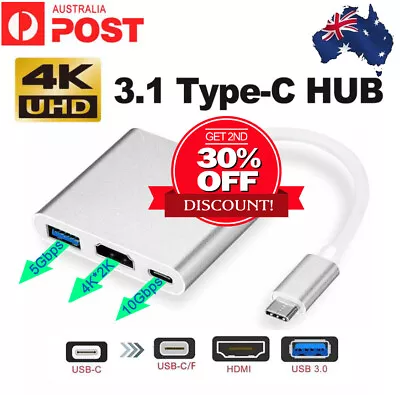 Type C To USB-C HDMI USB 3.0 Adapter Converter Cable 3 In 1 Hub For MacBook Pro • $15