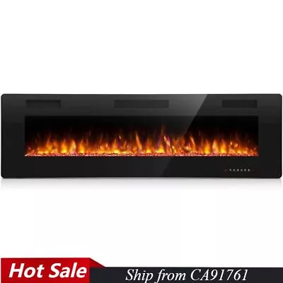 60''Electric Fireplace Recessed Wall Mounted Fireplace Heater Ultra ThinCA91761 • $222.99