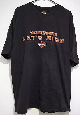 Harley Davidson WORK SUCKS LET'S RIDE T-shirt 2XL Mason City Iowa 2007 Biker Xxl • $12