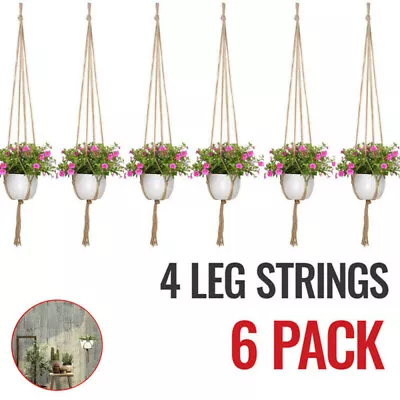 6Pack Garden Macrame Plant Hanger Knotted Rope Hanging Basket Flower Pot Holder • $9.49