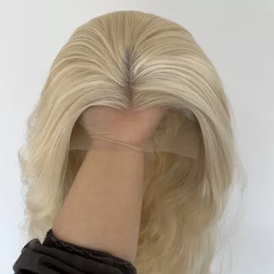 Women T Lace Front Wigs Handtied Long Wavy Heat Resistant Hair Bleach Blonde • $26.99