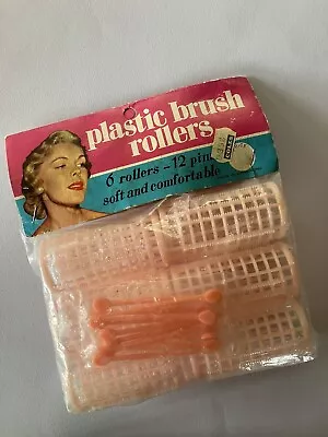 Vintage 60s Woman’s Hair Plastic Brush Rollers Made In Hong Kong Display Only • $12