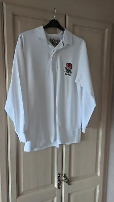 Retro Made In Hong Kong -cotton Traders   White England Rugby Shirt Size Lrg • £24.99