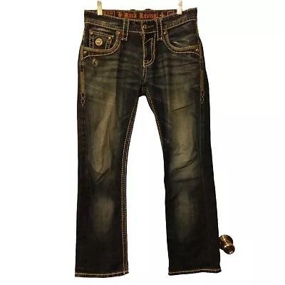 Rock Revival Tyson Boot Cut Jwans Mens 30 30x30 Blue 87 Stretch Flap Pocket • $49.99