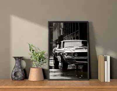 Monochrome Vintage Mustang Black White Musclecar  Wall Art Posters And Prints • $49.20