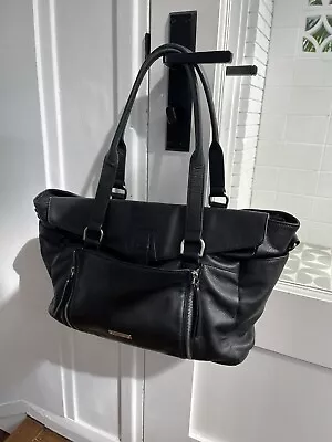 Storksak Emma Nappy Bag In Black Leather RRP $500 • $100