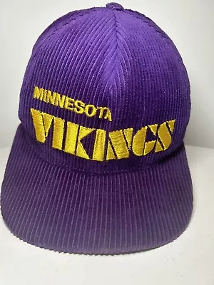 Vintage Corduroy Minnesota Vikings NFL SnapBack Hat Rare Direct Embroidery Col • $29.99