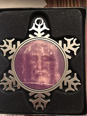 Shroud Of Turin Pewter Snowflake Ornament - Holy Face Of Jesus - Veronica's Veil • $10.50