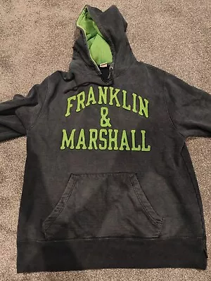 Vintage Franklin & Marshall Mens Hoodie Jumper Large Blue Spell Out Pocket Retro • £14.99