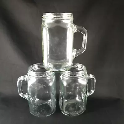 Mason Jar Mug Classic Clear Handle Cup Drinking Mugs Cups Glasses Jars Set Of 3 • $10.22