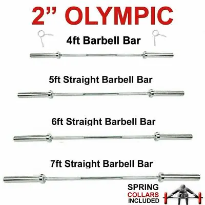 MaxStrength 2  Olympic Barbell Bar Weight Lifting Gym Training Bars Collars • £84.85