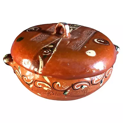 Vintage Mexican Clay Pottery Handmade  Serving Dish With Lid • $32.40