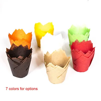 Cupcake Liners Cup Paper Tulip Baking Wrapper Case Cake Muffin Cup Box 10/25/50X • $4.75