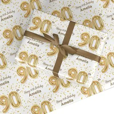 Personalised 90th Birthday Wrapping Paper Gift Wrap • £15.99