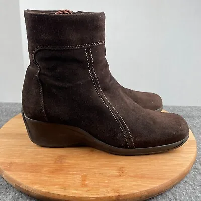 La Canadienne Suede Boots Leather Shoes Brown Fleece Lined Booties Sz 8 Canada • $44.95