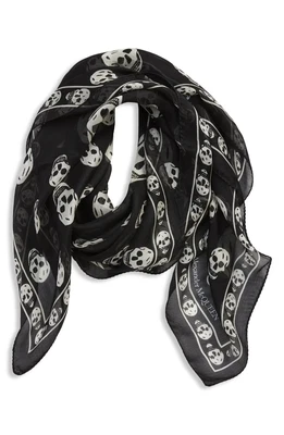 $475.40 • Buy Alexander McQUEEN 65809 Black Classic Skull Print Silk Scarf 39x46 In
