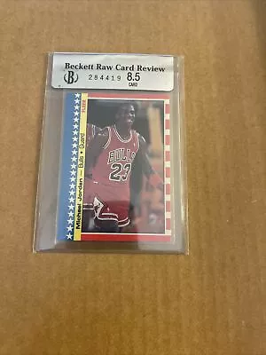 87-88 Fleer Michael Jordan Sticker Beckett Raw Card Review 8.5 • $500