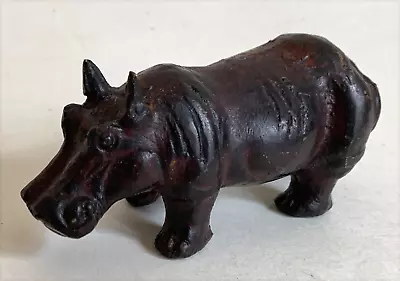 Vtg Solid Bronze Hippopotamus Statue Hippo Figurine Paperweight 4.5  X 2.5  • $24.99