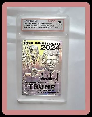 DONALD TRUMP Silver Prism Hologram Signature Edition Sculpted Card • £33.75