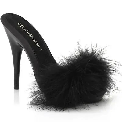 Fabulicious Maribou Fur High Heels Slippers 7 • $40