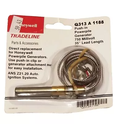 HoneyWell Q313 A 1188 Powerpile Generator 750 Millivolt 35  Lead Lenght • $59.43